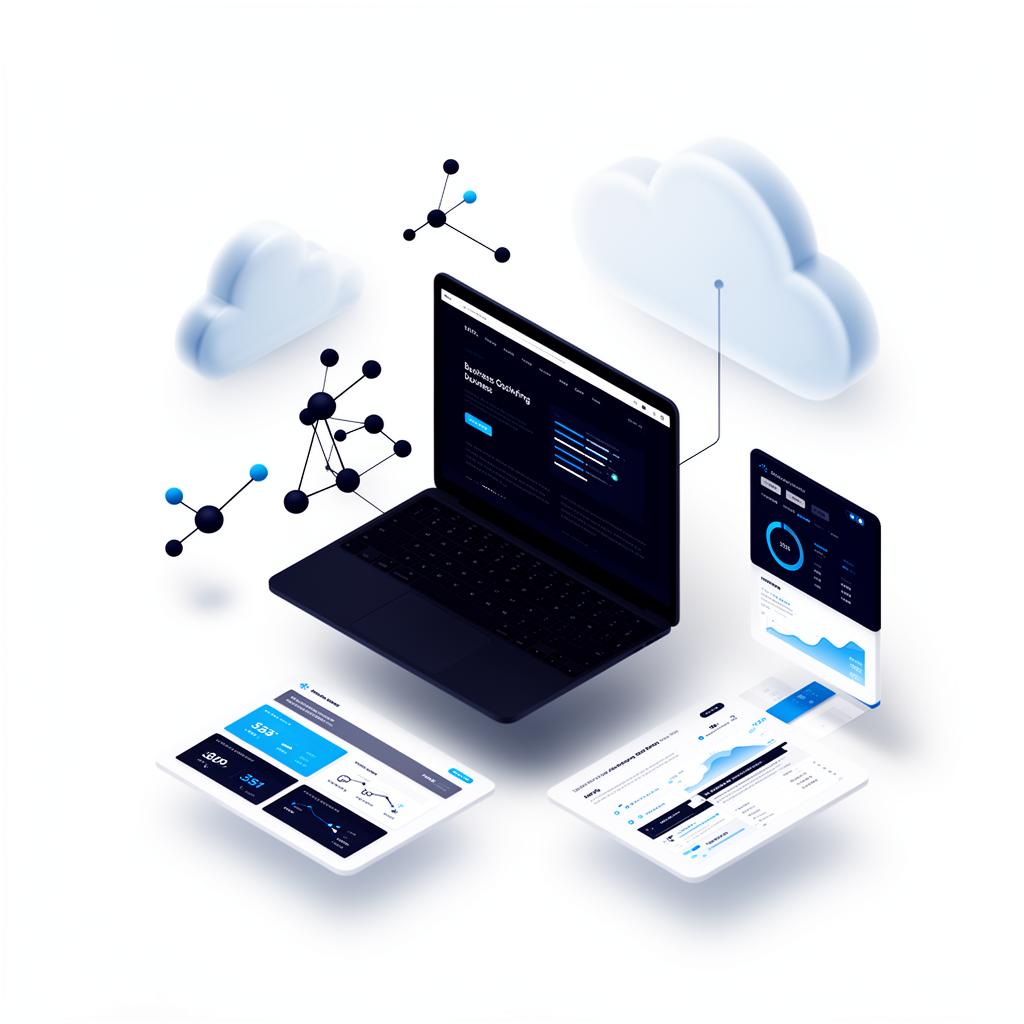 Illustration of websites, dashboards and cloud infrastructure